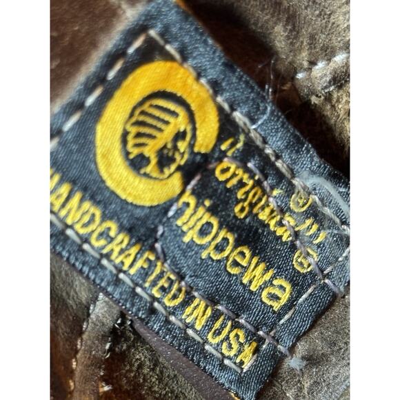 12 D Chippewa Brown Leather Steel Toe Work Boots Slip On Logger Made In USA - Picture 6 of 16